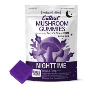 Nighttime Cutleaf Mushroom Gummies Zero THC 1000mg