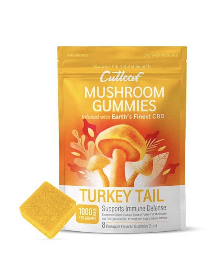 Turkey Tail Pineapple Cutleaf Mushroom CBD Gummies 1000mg 1 Turkey Tail Pineapple Cutleaf Mushroom CBD Gummies 1000mg