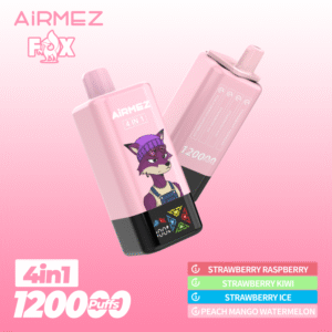 Airmez Fox 4-in-1 Disposable Vape 120000 Puffs Strawberry Raspberry & Strawberry Kiwi & Strawberry Ice & Peach Mango Watermelon