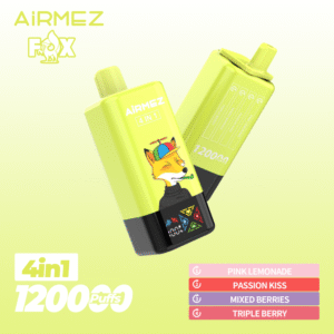 Airmez vape - Fox 4in1 120000puffs Disposable Vape  Pink Lemonade & Passion Kiss & Mixed Berries & Triple Berry
