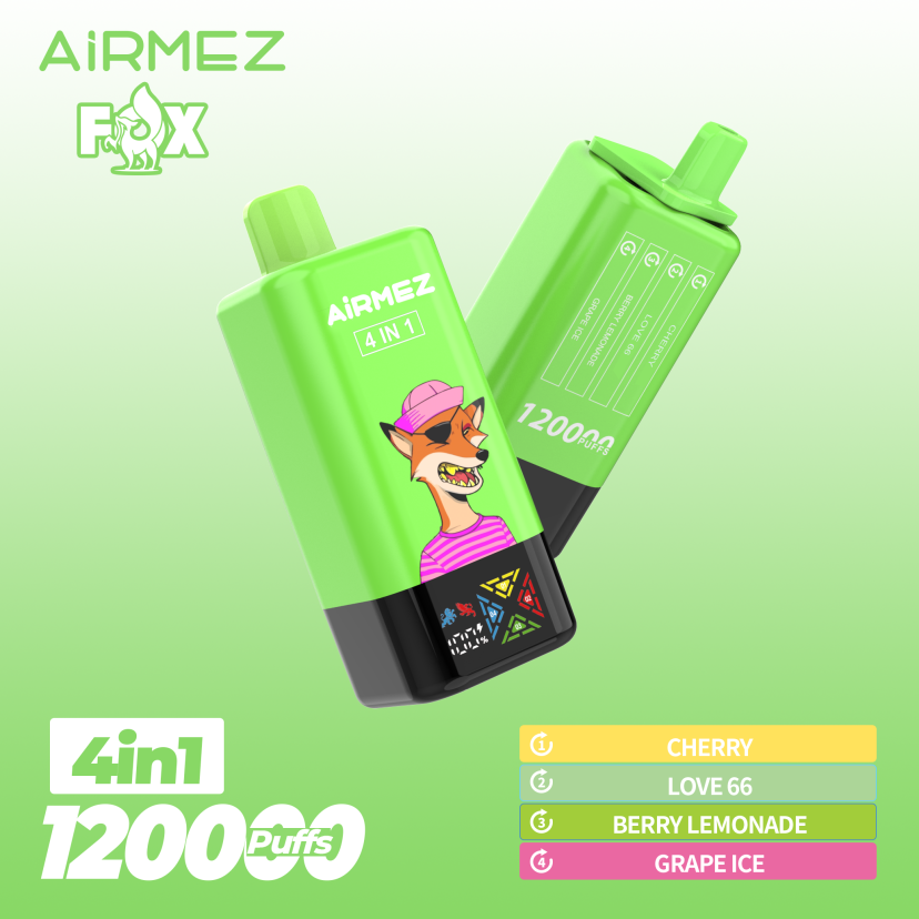 Airmez vape - Fox 4in1 120000puffs Disposable Vape Cherry & Love 66 & Berry Lemonade & Grape Ice 1 Airmez vape - Fox 4in1 120000puffs Disposable Vape Cherry & Love 66 & Berry Lemonade & Grape Ice