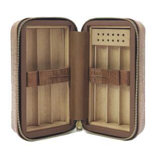 6 Stick Brown Crocodile Leather Travel Humidor Set