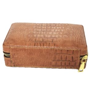 4 Stick Brown Leather Travel Humidor Set With Cutter And Lighter