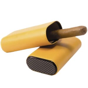 3 Stick Yellow Leather Case With Carbon Fiber Check