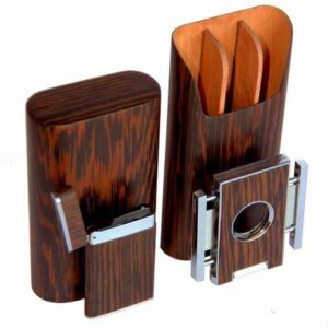 Brizard and Co The "Show Band" 3 Cigar Case, Cutter and Lighter Combo - Wenge