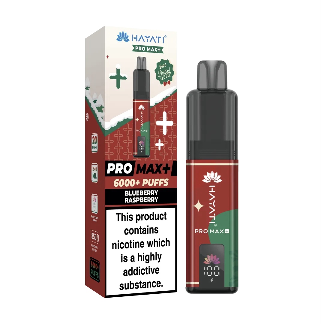 BLUEBERRY RASPBERRY HAYATI PRO MAX+ 6000 PUFFS KIT CHRISTMAS EDITION 1 BLUEBERRY RASPBERRY HAYATI PRO MAX+ 6000 PUFFS KIT CHRISTMAS EDITION