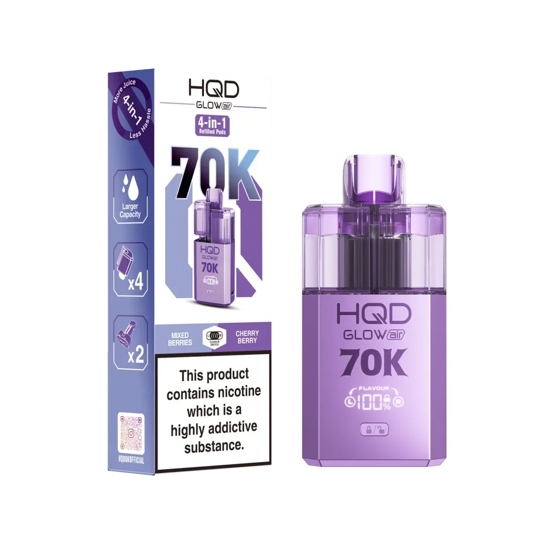 MIXED BERRIES / CHERRY BERRY HQD GLOW AIR 70K PUFFS PREFILLED POD KIT 1 MIXED BERRIES / CHERRY BERRY HQD GLOW AIR 70K PUFFS PREFILLED POD KIT