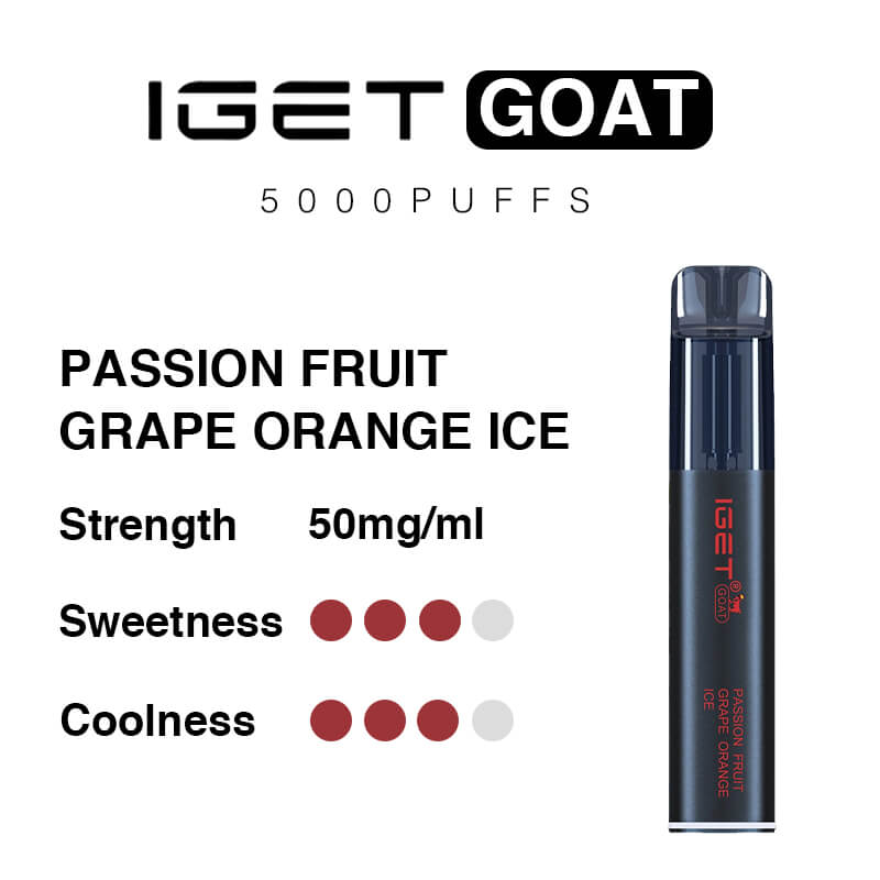 IGET Goat 5000 Puffs - Passion Fruit Grape Orange Ice 3 IGET Goat 5000 Puffs - Passion Fruit Grape Orange Ice - Image 3